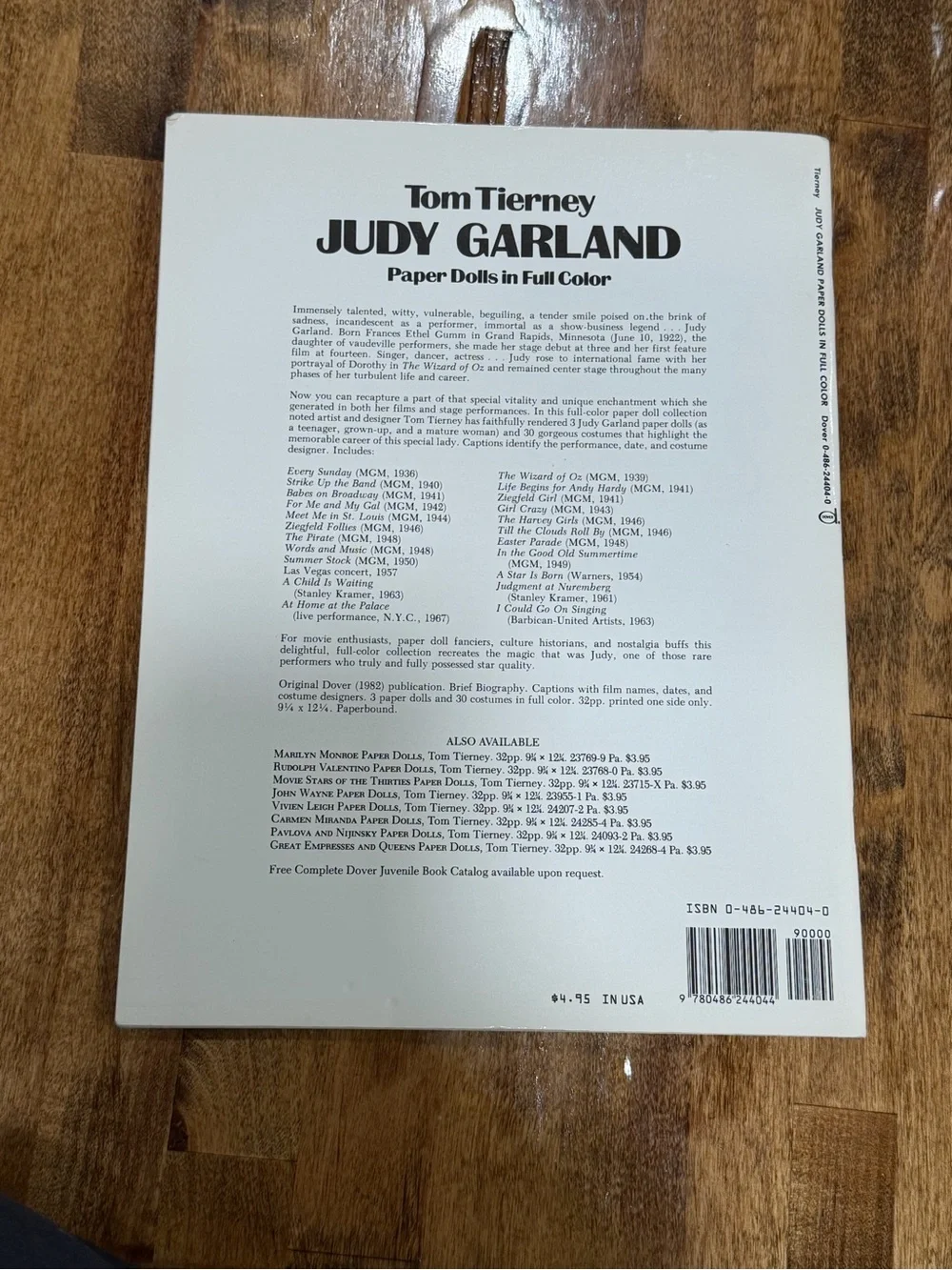 Judy Garland Paper Doll Costume Book - uncut/unused